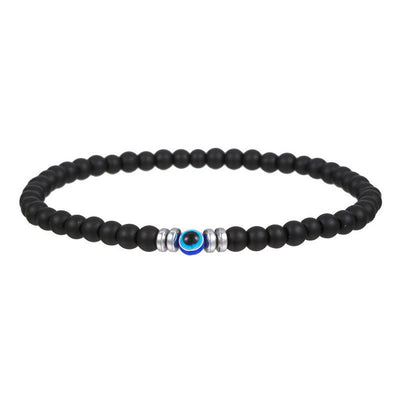 Men's 4mm Natural Stone Evil Eye Bead Bracelet - Thor
