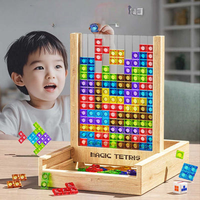 Wooden Tetris Puzzle Board Game for Kids and Adults