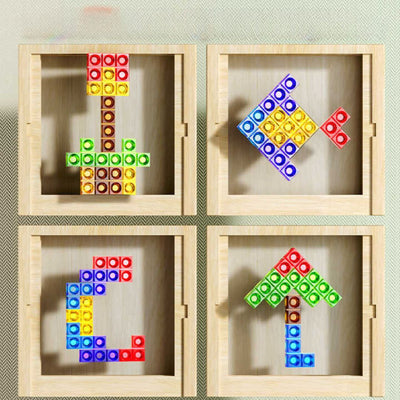 Wooden Tetris Puzzle Board Game for Kids and Adults