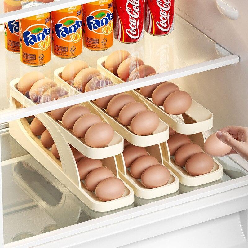 Automatic Rolling Egg Storage Rack for Fridge