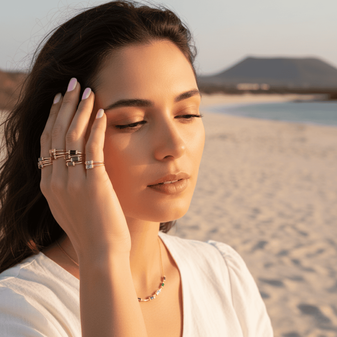 Gold Plated Baguette Birthstone Ring for Women