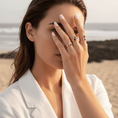 Gold Plated Baguette Birthstone Ring for Women