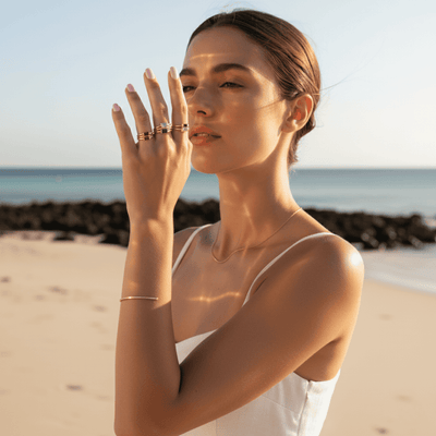 Gold Plated Baguette Birthstone Ring for Women