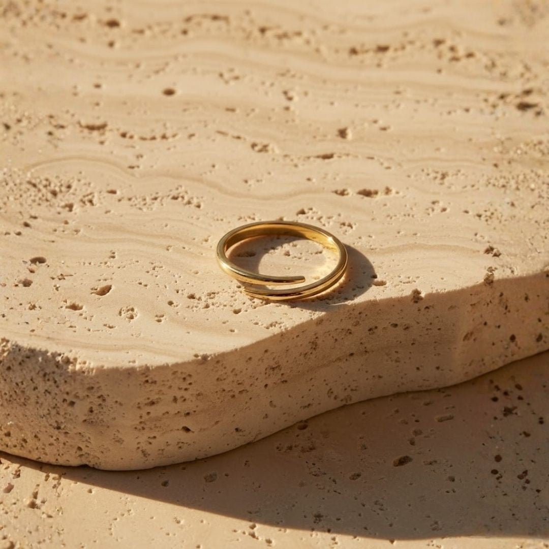 Adjustable Gold Plated Open Spiral Ring for Women