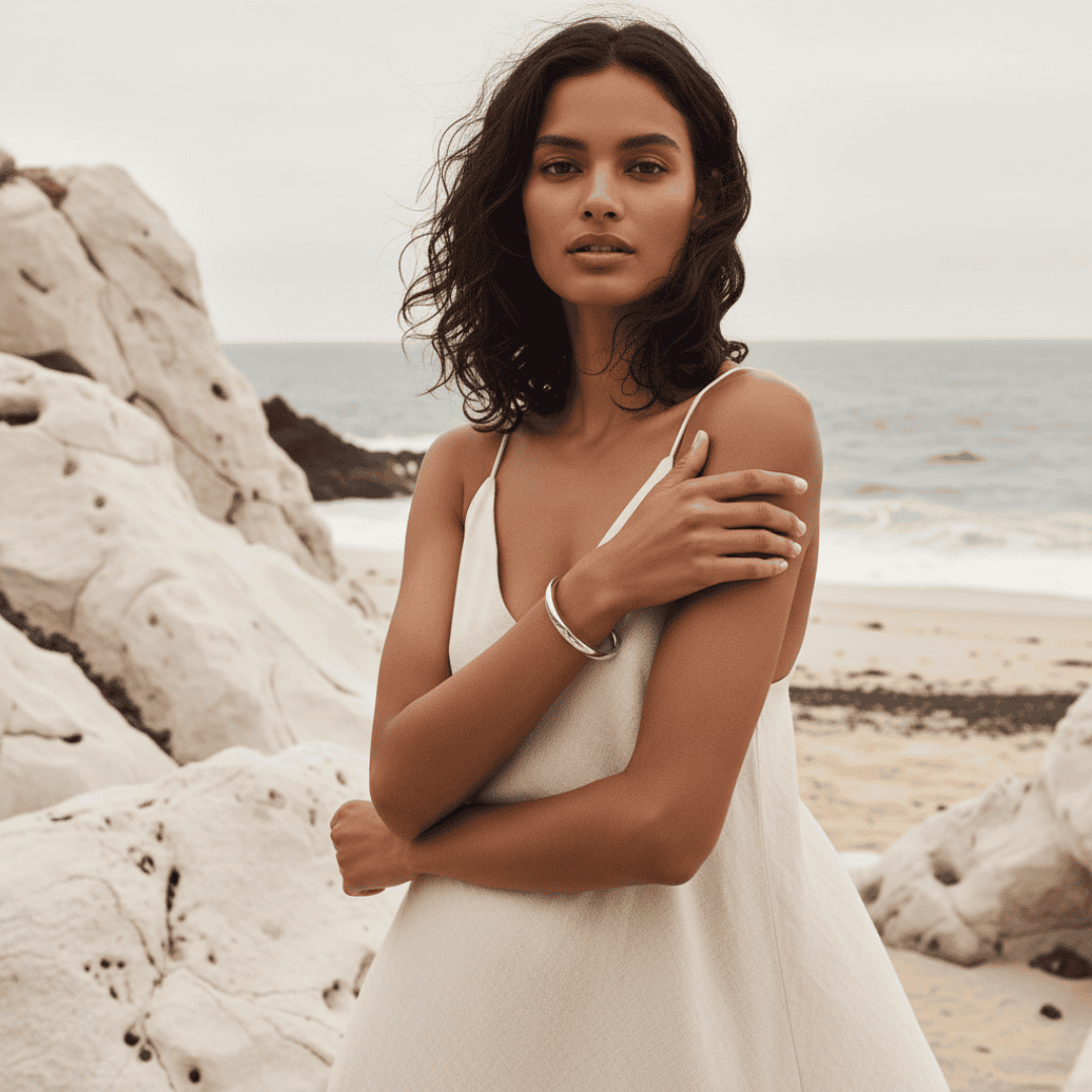 Gold or Rhodium Plated Solid Silver Bangle Bracelet