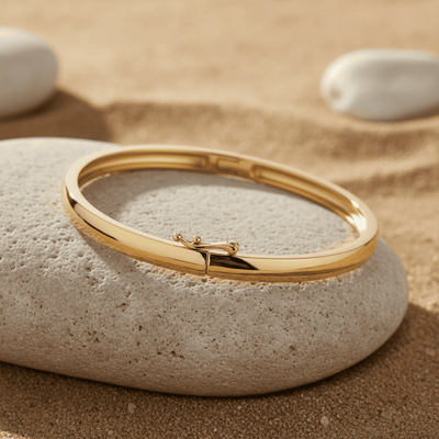 Gold or Rhodium Plated Solid Silver Bangle Bracelet