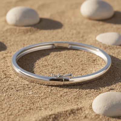 Gold or Rhodium Plated Solid Silver Bangle Bracelet