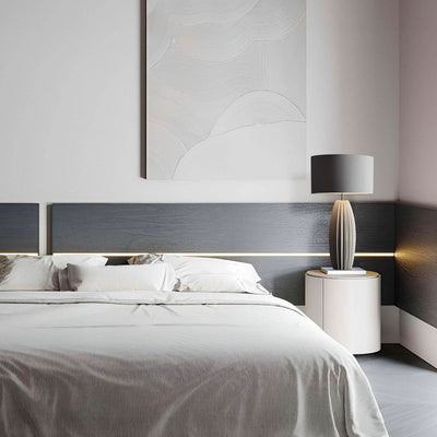 Elegant Layered Table Lamp – Ceramic Base with Fabric Shade