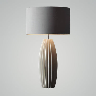 Elegant Layered Table Lamp – Ceramic Base with Fabric Shade