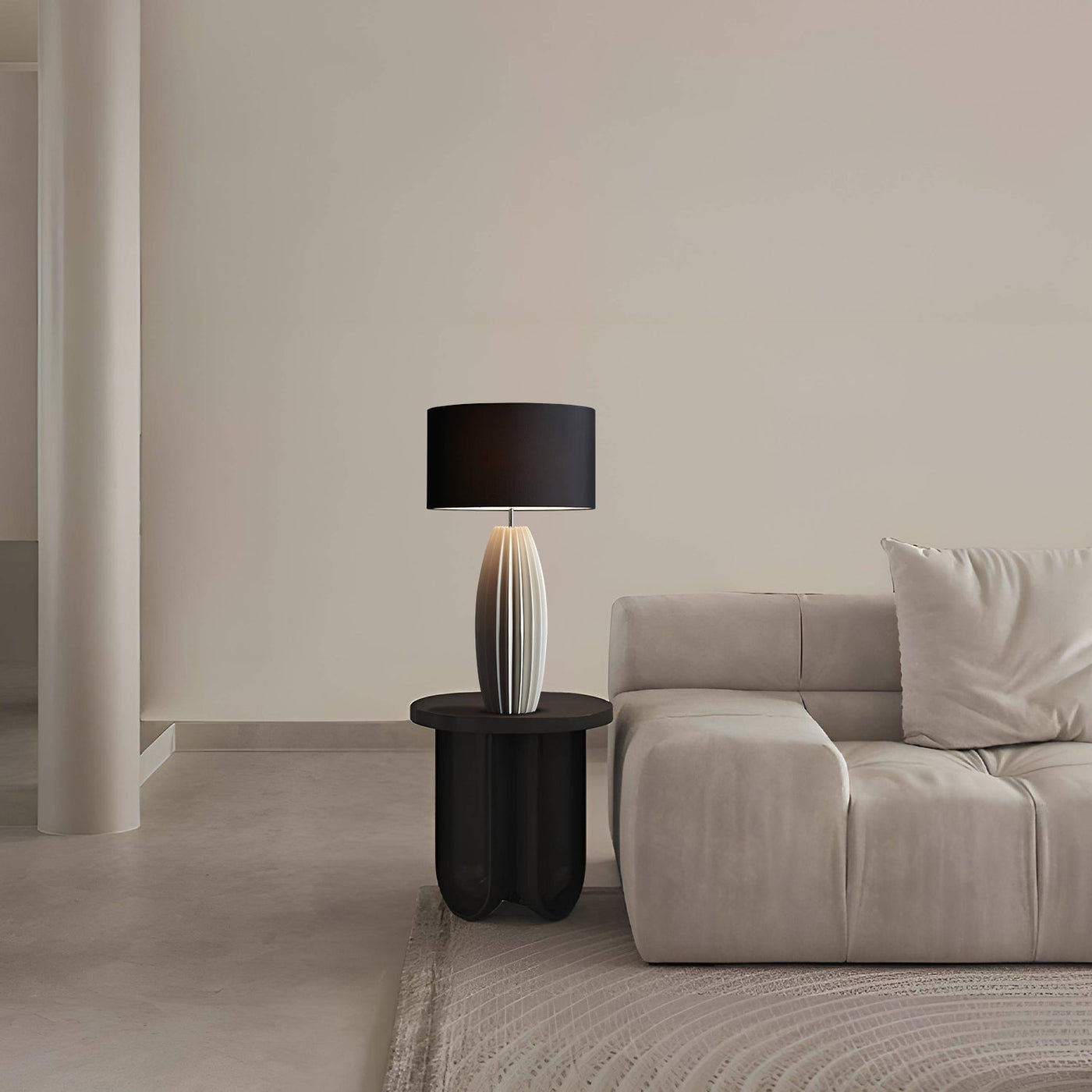 Elegant Layered Table Lamp – Ceramic Base with Fabric Shade
