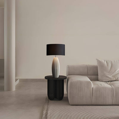 Elegant Layered Table Lamp – Ceramic Base with Fabric Shade