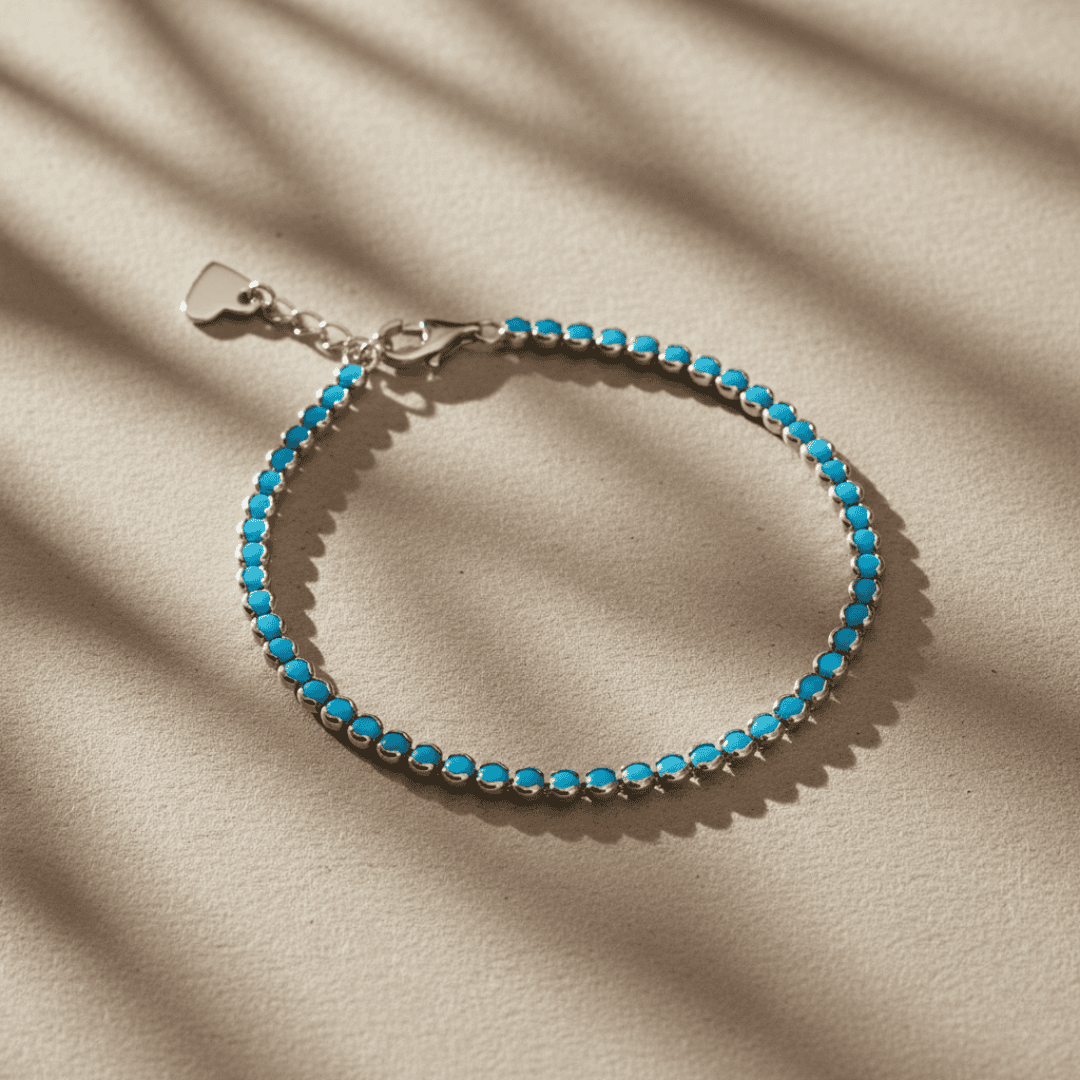 Gold Plated Turquoise Tennis Bracelet for Women