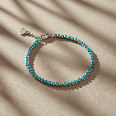 Gold Plated Turquoise Tennis Bracelet for Women