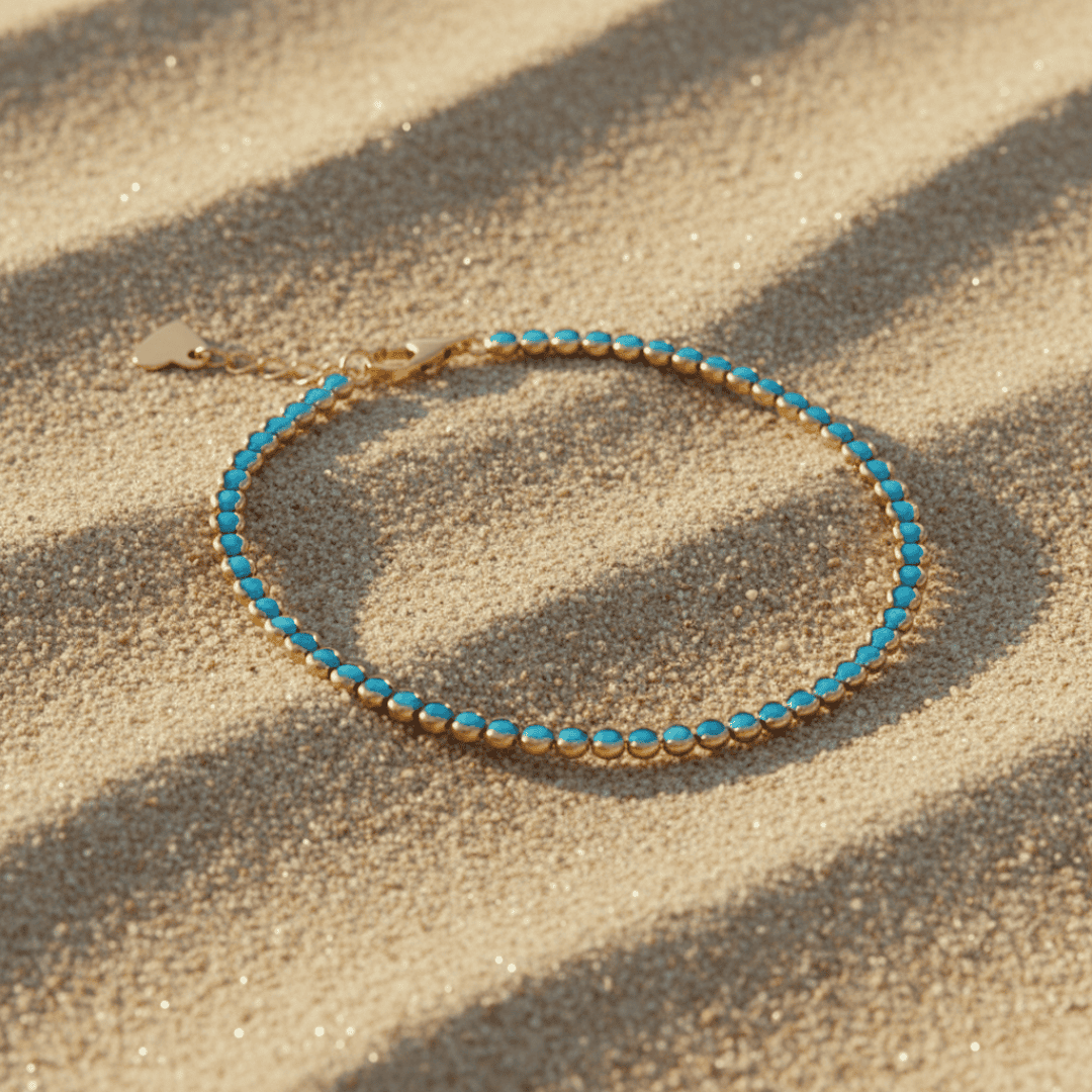 Gold Plated Turquoise Tennis Bracelet for Women
