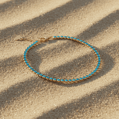 Gold Plated Turquoise Tennis Bracelet for Women
