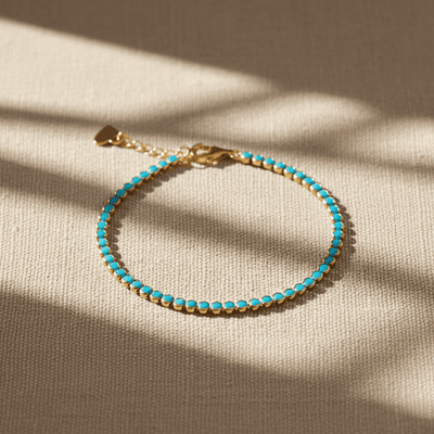Gold Plated Turquoise Tennis Bracelet for Women
