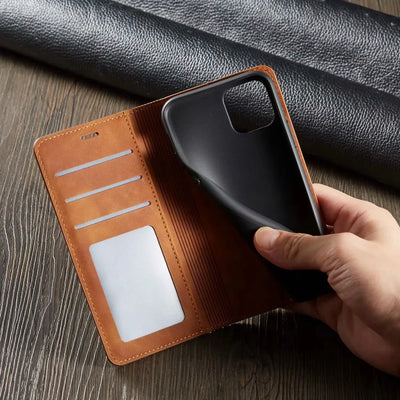 iPhone Leather Case with Magnetic Closure and Protection