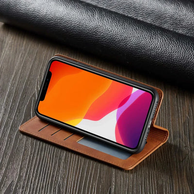 iPhone Leather Case with Magnetic Closure and Protection