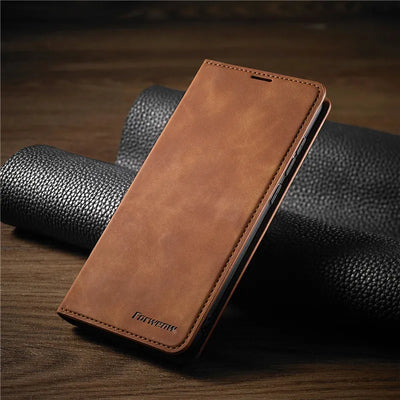 iPhone Leather Case with Magnetic Closure and Protection