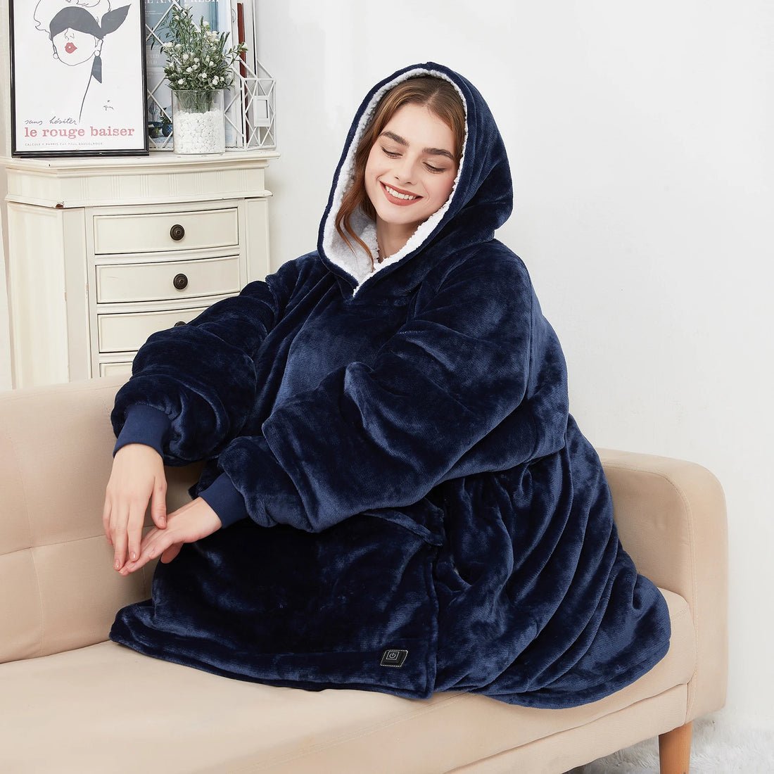 USB Heated Blanket Hoodie – Cozy Wearable Flannel Warmth