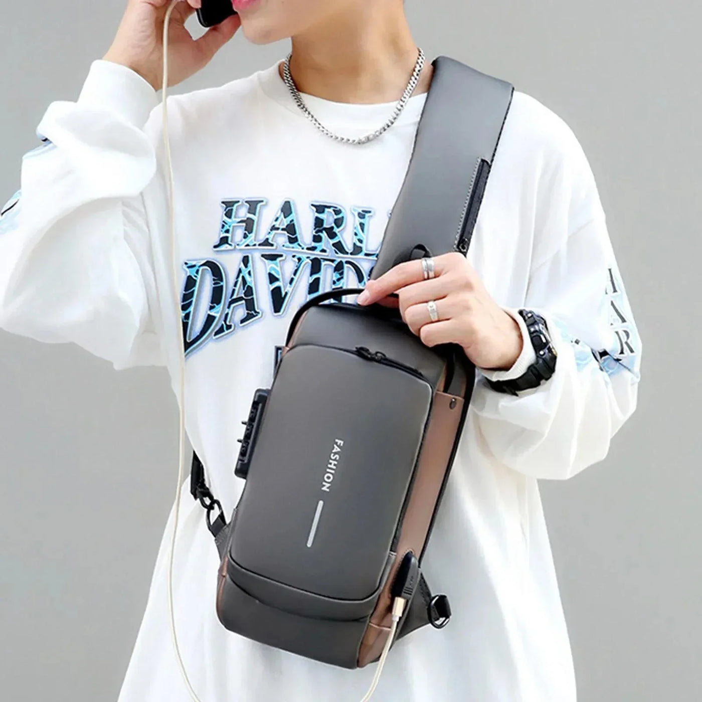 Anti-Theft Waterproof USB Backpack for Men with Charging