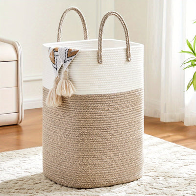 Extra Large Laundry Hamper – 60L Woven Cotton Basket