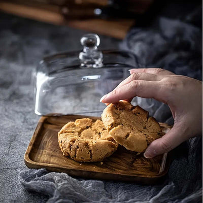 Wooden Butter Dish with Glass Lid – Elegant Tableware