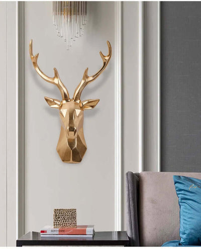 3D Geometric Deer Head Wall Decor Modern Resin