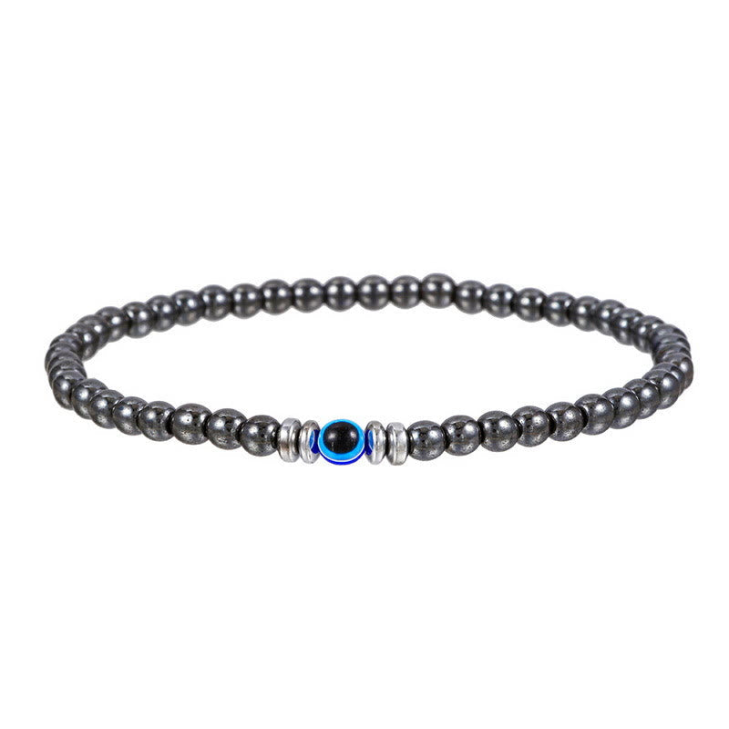 Men's 4mm Natural Stone Evil Eye Bead Bracelet - Thor