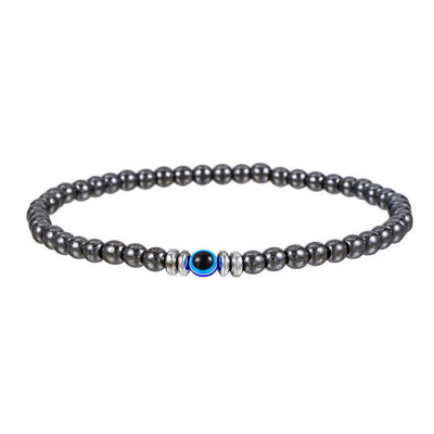Men's 4mm Natural Stone Evil Eye Bead Bracelet - Thor