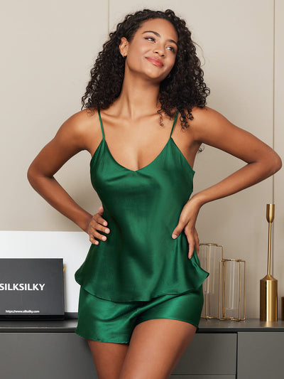 Lily Luxe Silk Ladies Pajama Set – Elegant Backless Sleepwear for Women