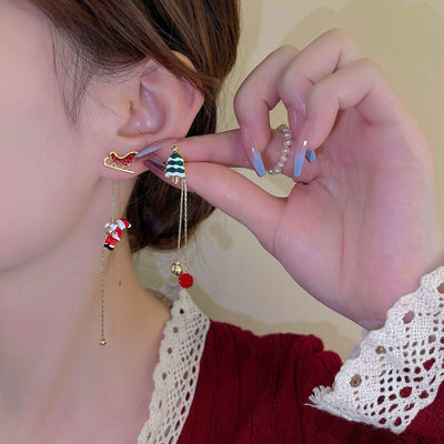 Santa Tassel Earrings Long Christmas Dangle Jewelry