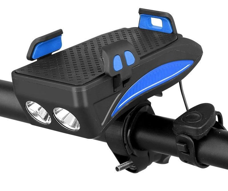 4-in-1 Bike Phone Holder with Powerbank, Light & Horn