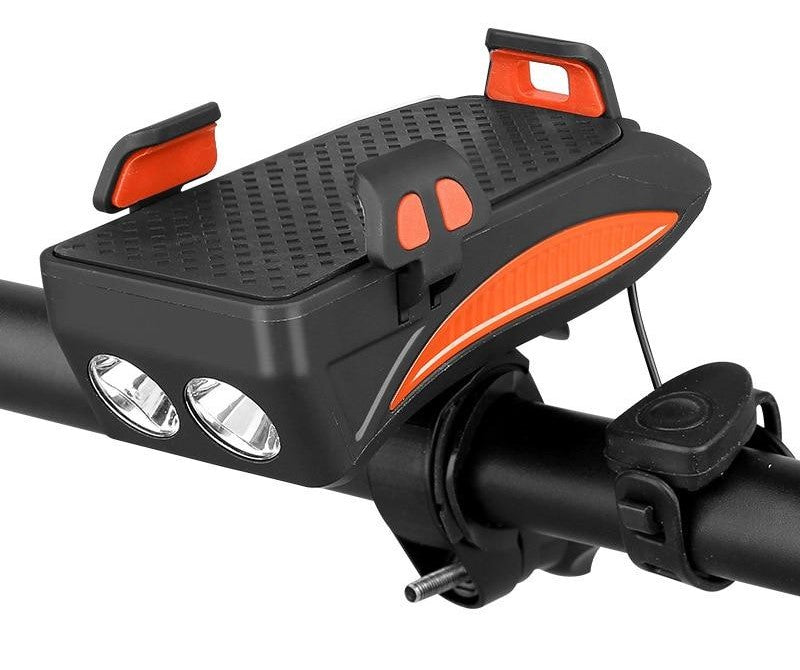 4-in-1 Bike Phone Holder with Powerbank, Light & Horn
