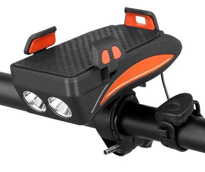4-in-1 Bike Phone Holder with Powerbank, Light & Horn