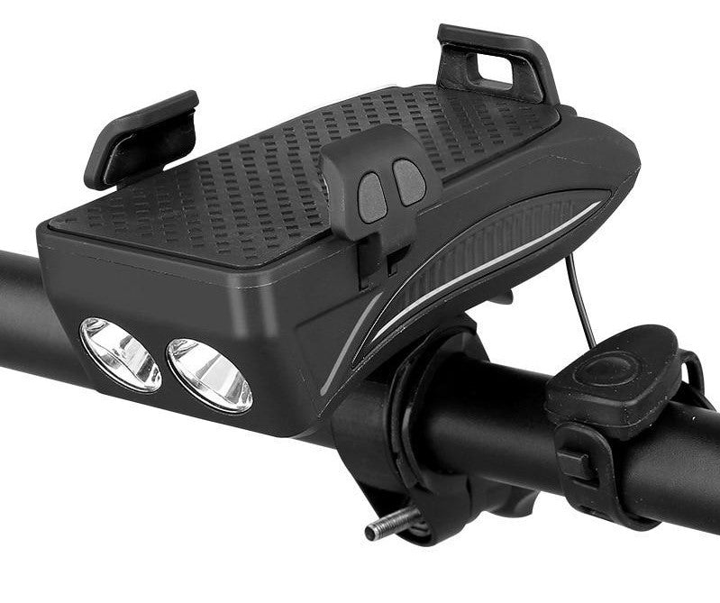 4-in-1 Bike Phone Holder with Powerbank, Light & Horn