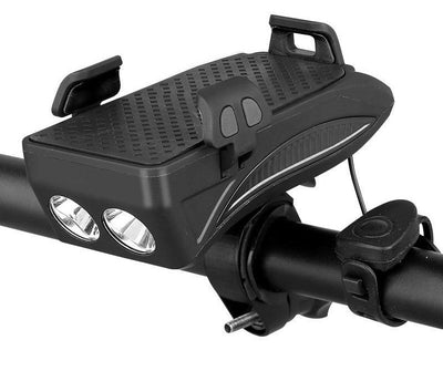 4-in-1 Bike Phone Holder with Powerbank, Light & Horn