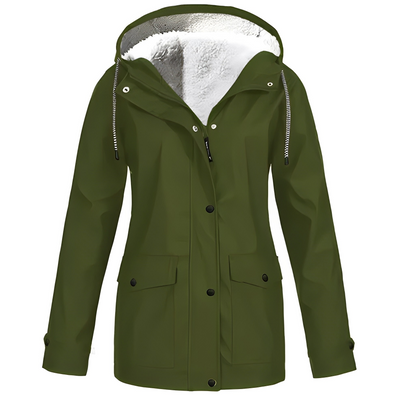 Fleece-Lined Waterproof Women’s Raincoat WarmWarder Winter Jacket