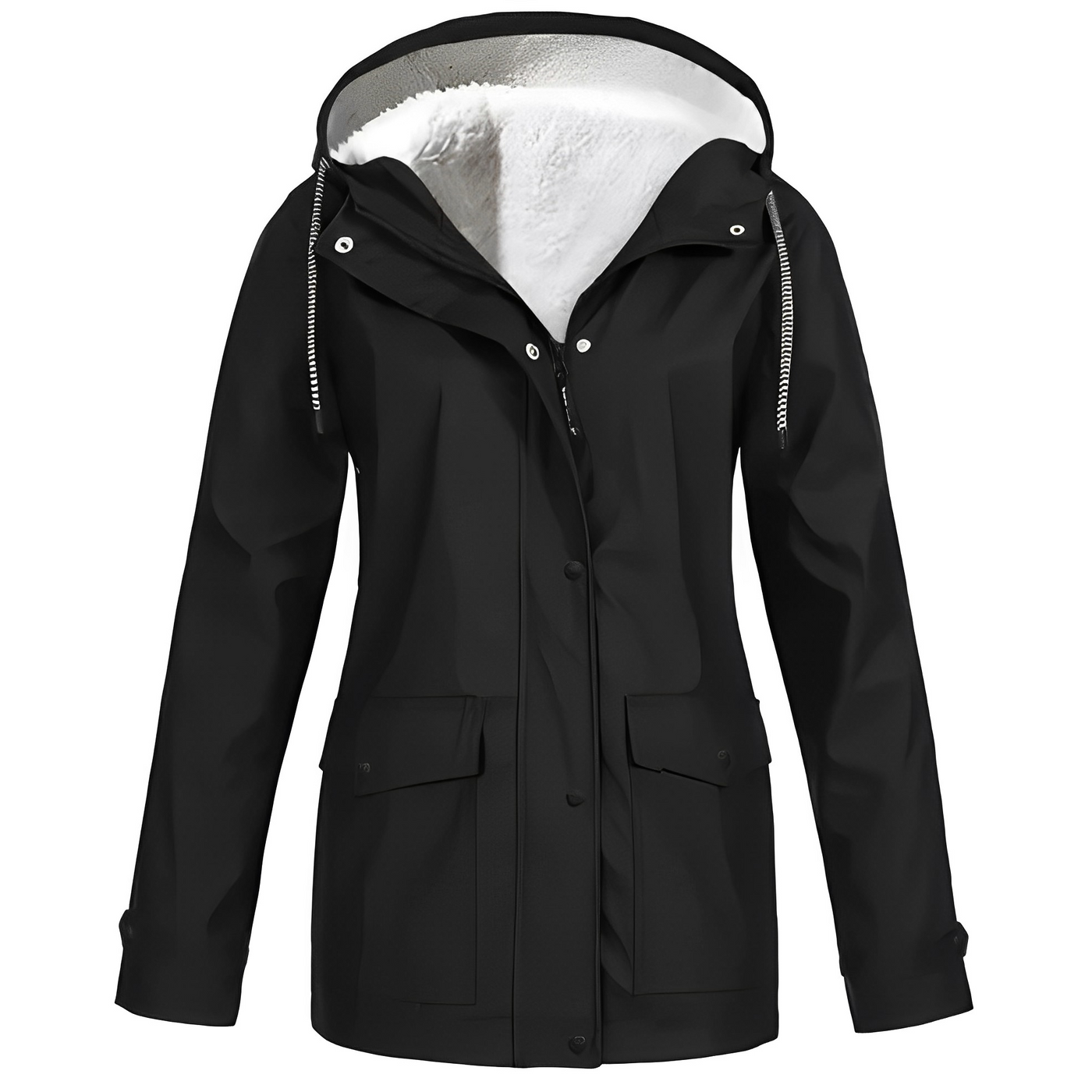 Fleece-Lined Waterproof Women’s Raincoat WarmWarder Winter Jacket