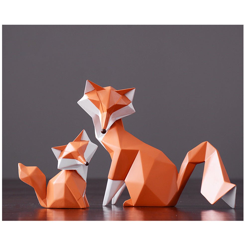 Geometric Fox Figurine – Modern Resin Sculpture