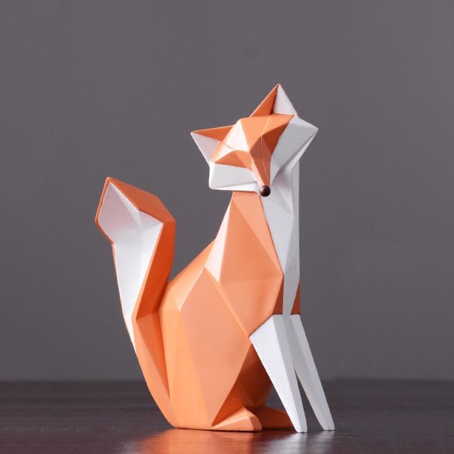 Geometric Fox Figurine – Modern Resin Sculpture