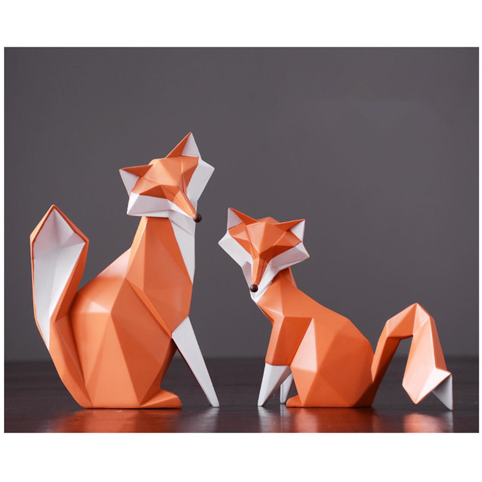 Geometric Fox Figurine – Modern Resin Sculpture