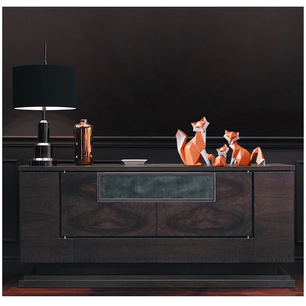 Geometric Fox Figurine – Modern Resin Sculpture