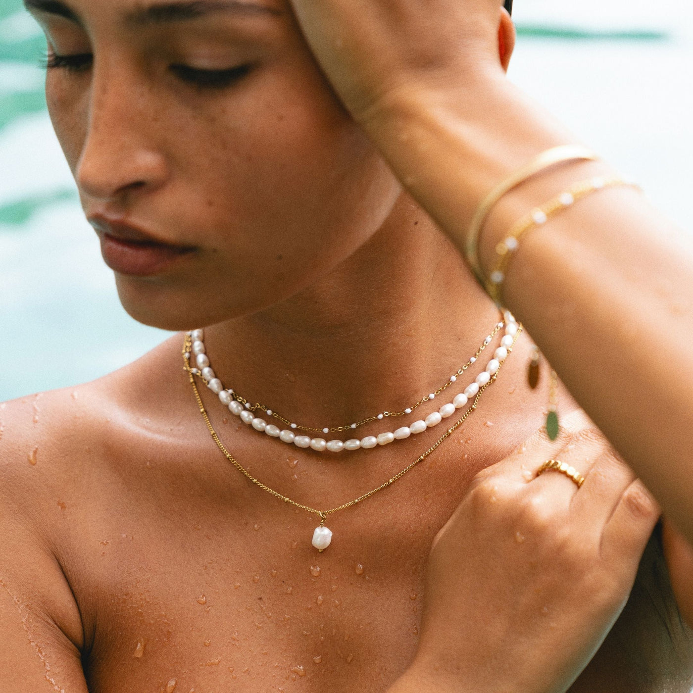 Amélie Freshwater Pearl Choker Necklace with 18K Gold Coating