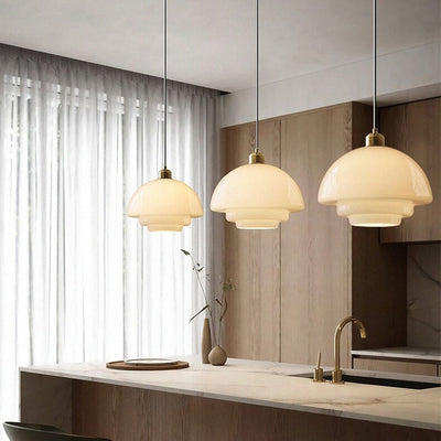 White Glass Hanging Lamp – Mid-Century Modern Pendant Light