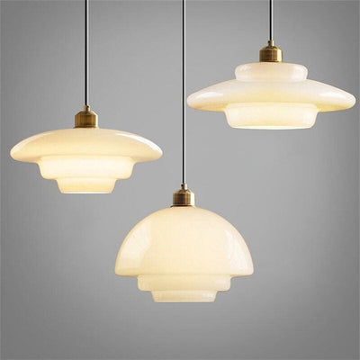 White Glass Hanging Lamp – Mid-Century Modern Pendant Light