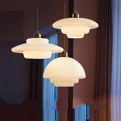 White Glass Hanging Lamp – Mid-Century Modern Pendant Light