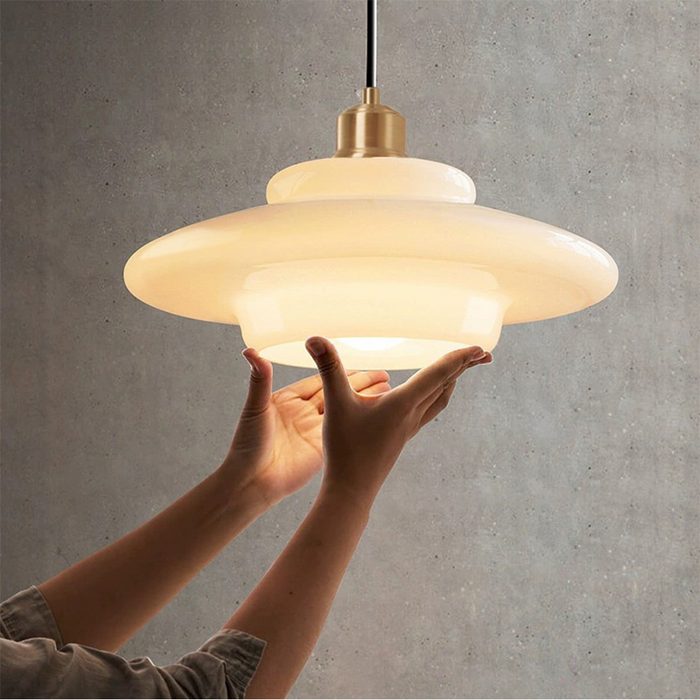 White Glass Hanging Lamp – Mid-Century Modern Pendant Light