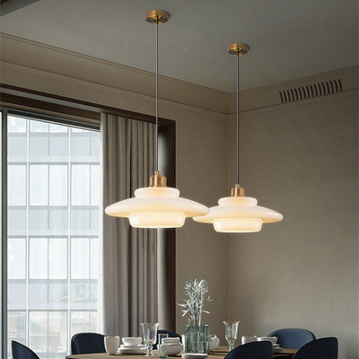 White Glass Hanging Lamp – Mid-Century Modern Pendant Light