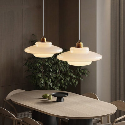 White Glass Hanging Lamp – Mid-Century Modern Pendant Light